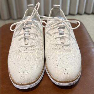 Cole Haan White Knit Oxford Shoes